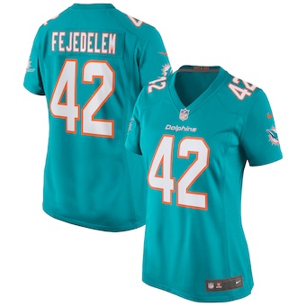 womens nike clayton fejedelem aqua miami dolphins game jerse